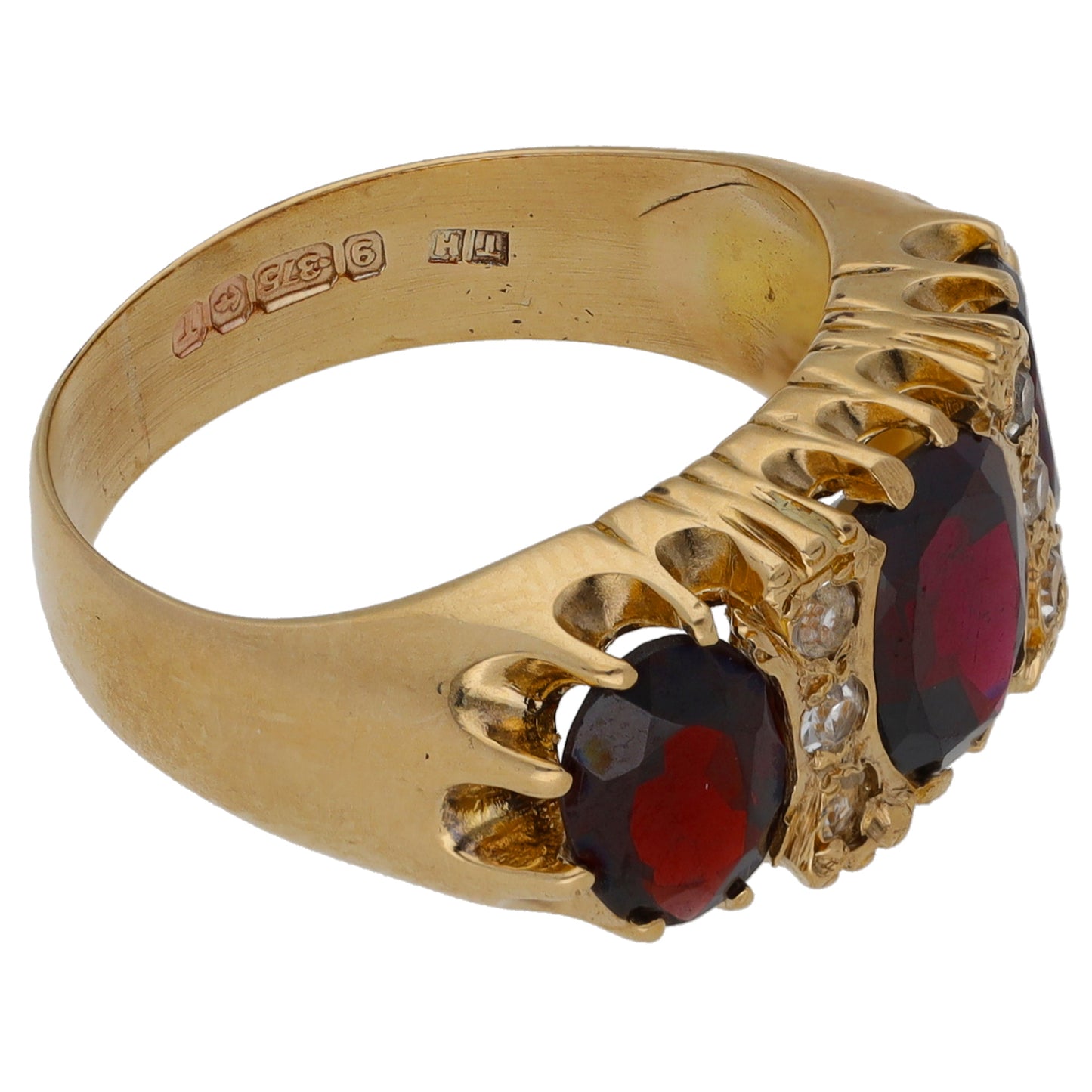 9ct Gold Garnet & Imitation Dress/Cocktail Ring Size L