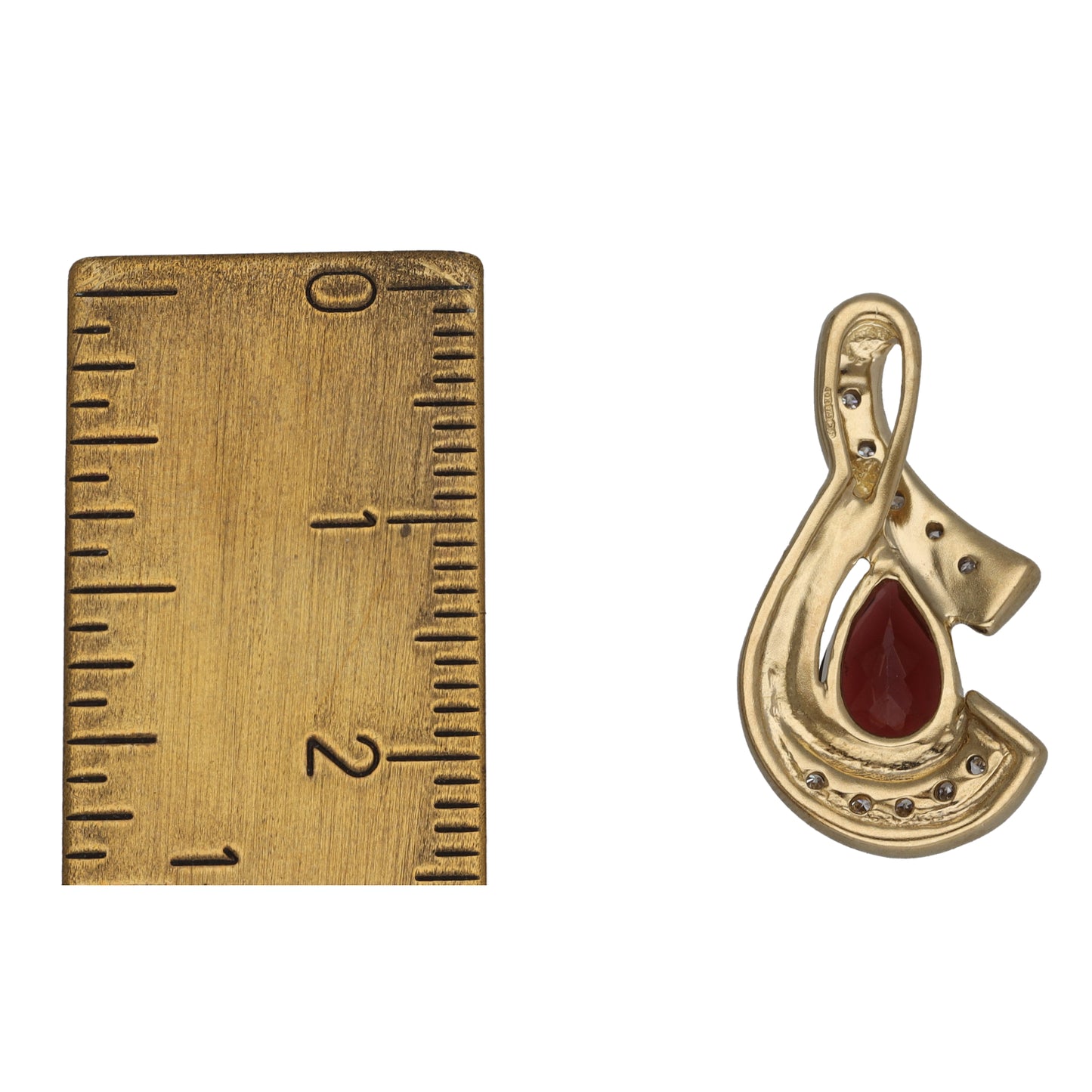 9ct Gold Garnet & 0.05ct Diamond Dress/Cocktail Pendant