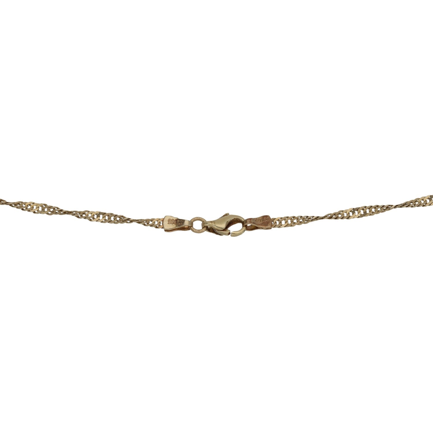 Gold Singapore chain necklace with clasp and small open-link rope design