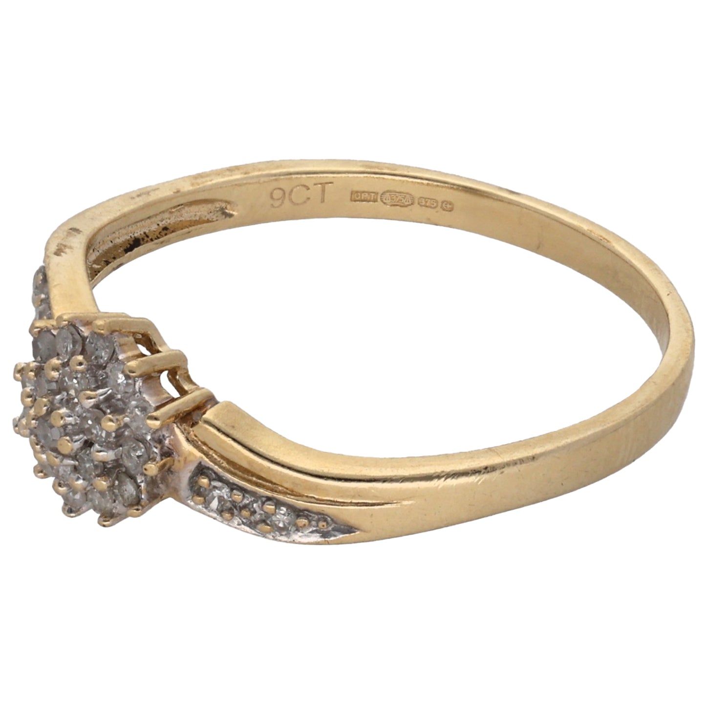 9ct Gold 0.14ct Diamond Cluster Ring Size P