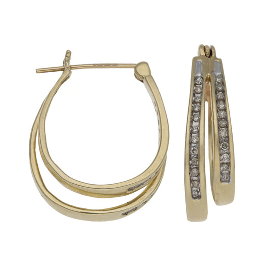 9ct Gold 0.46ct Diamond Hoop Earrings