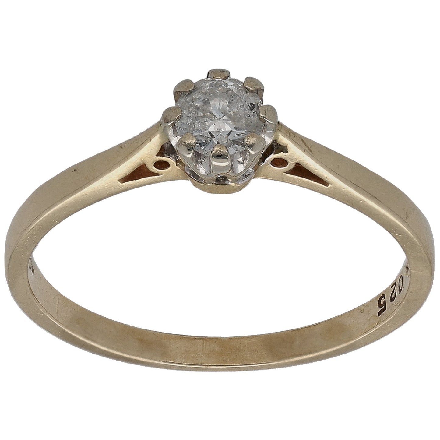 9ct Gold 0.25ct Diamond Solitaire Ring Size P