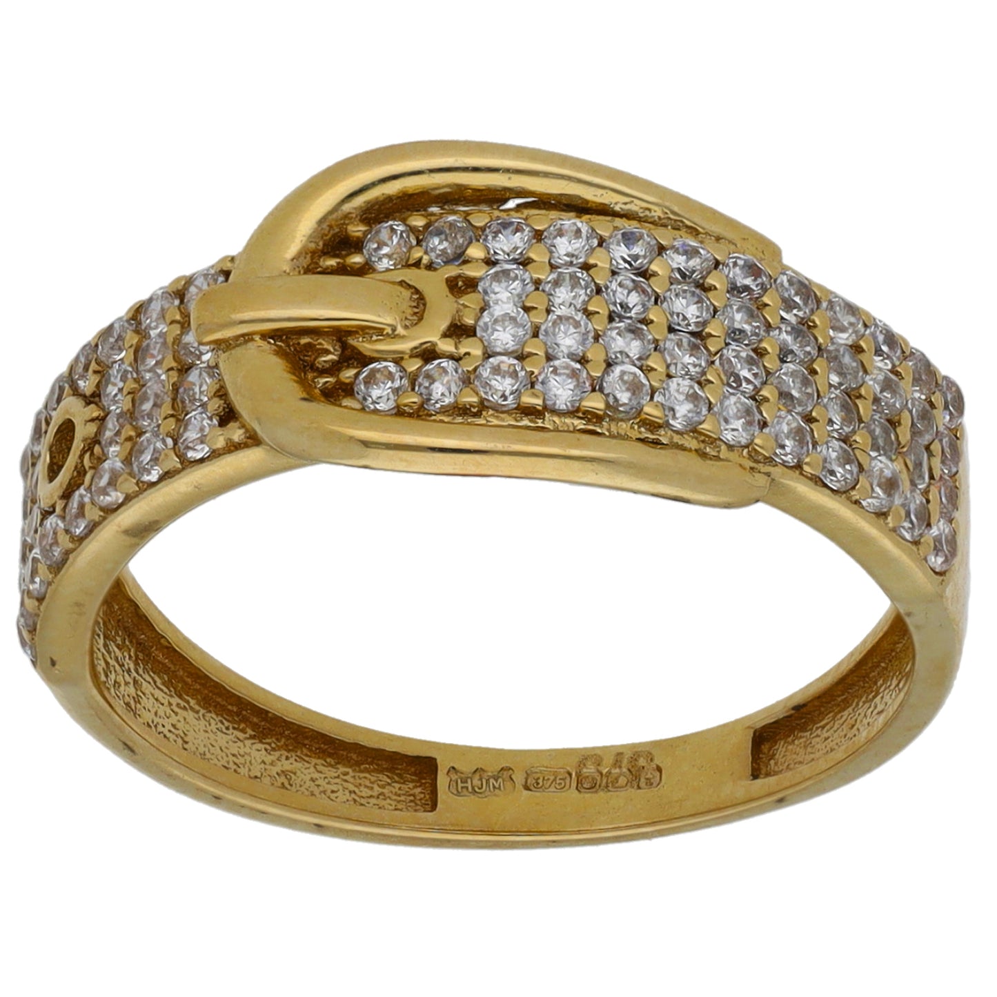 9ct Gold Cubic Zirconia Buckle Ring Size L