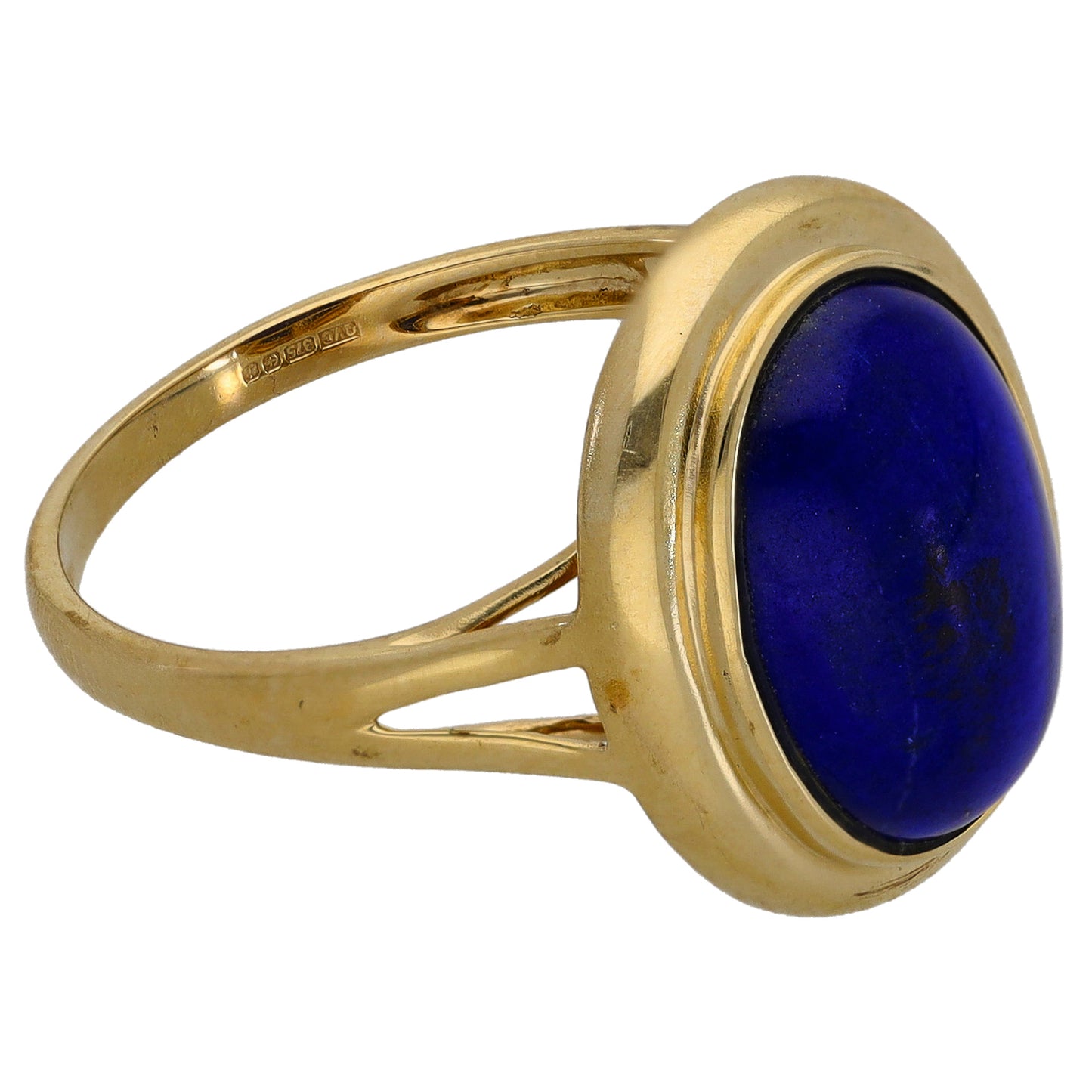 9ct Gold Lapis Lazuli Single Stone Ring Size Q