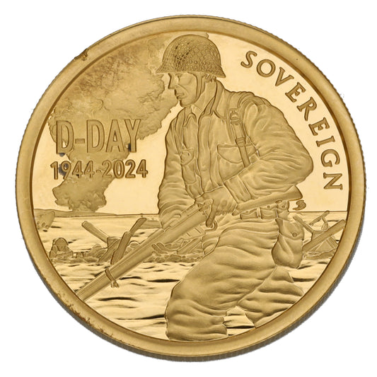 22ct Gold King Charles III D-Day Sovereign Coin 2024