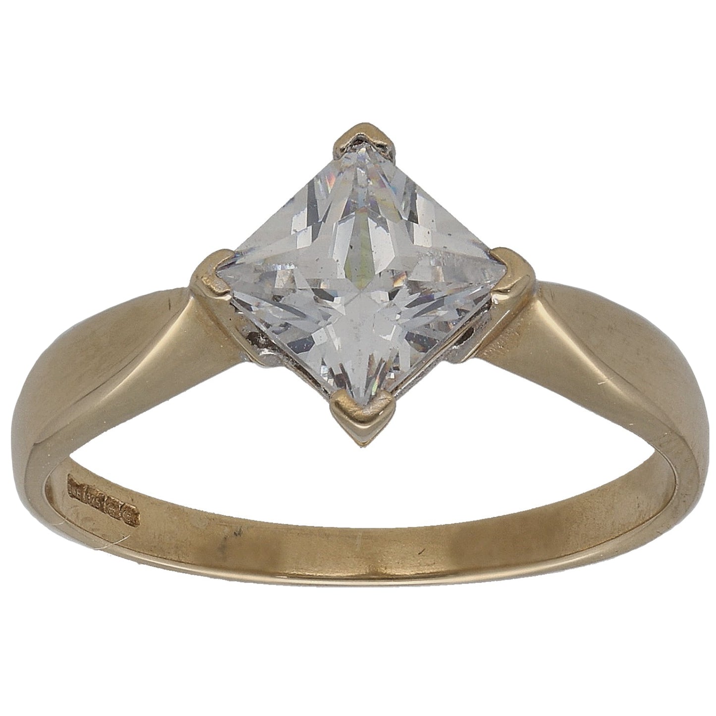 9ct Gold Cubic Zirconia Single Stone Ring Size O