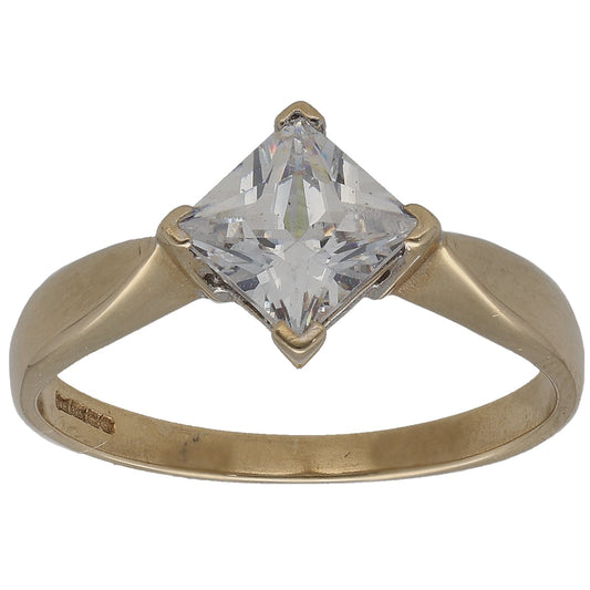 9ct Gold Cubic Zirconia Single Stone Ring Size O