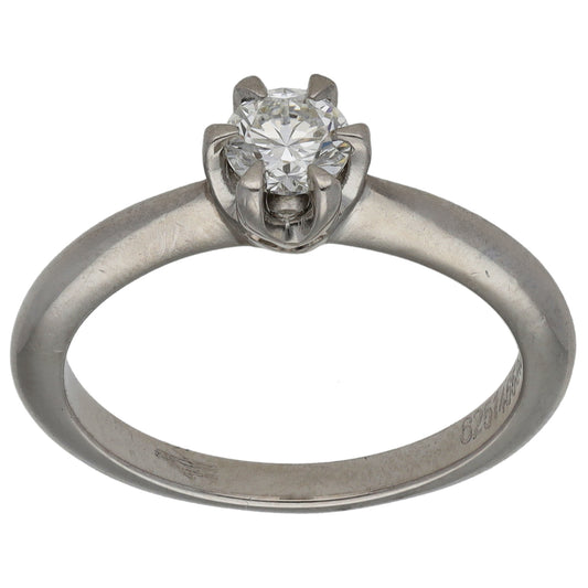 Platinum 0.40ct Diamond Solitaire Ring Size N