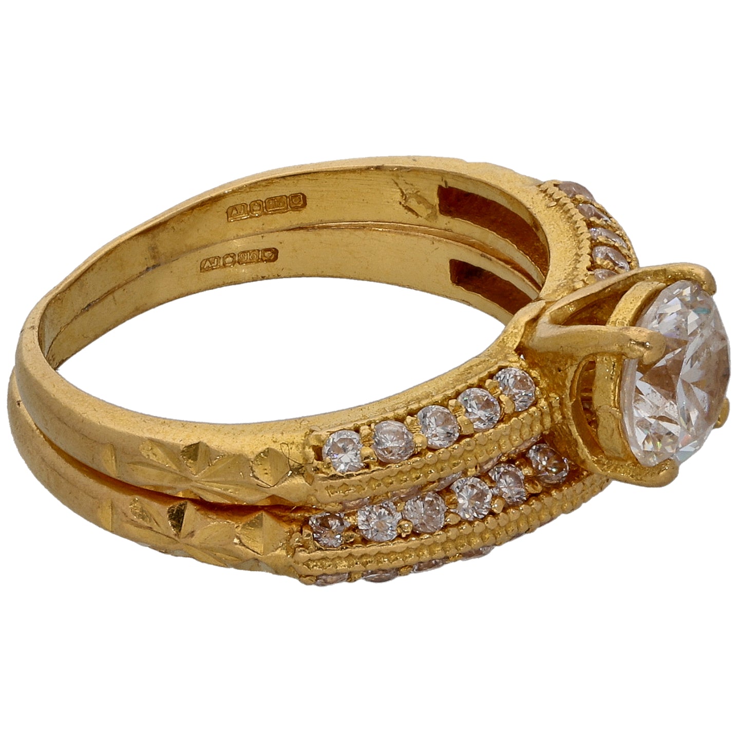 22ct Gold Cubic Zirconia Ring Set Size L