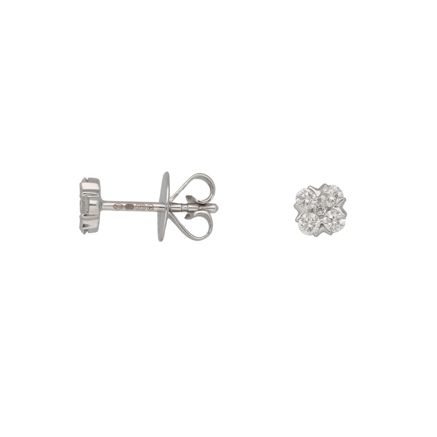 New 9ct White Gold Diamond Posy Earrings