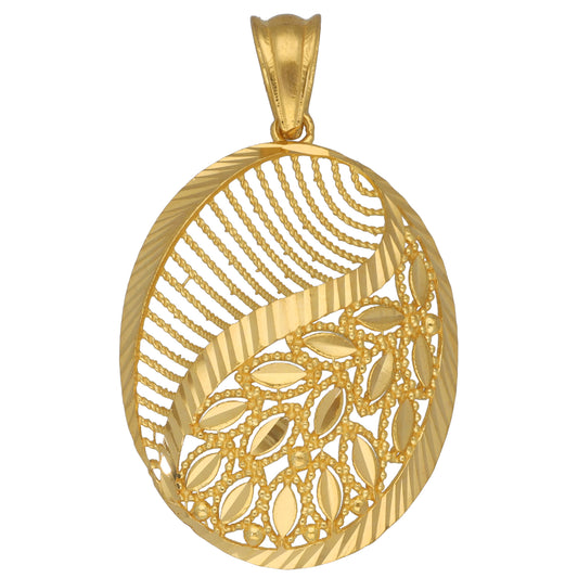 New 22ct Gold Petal Mesh Oval Pendant