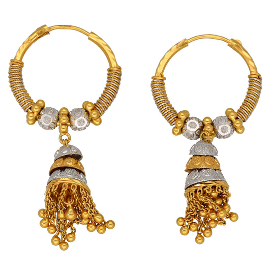 22ct Bi-Colour Gold Hoop Earrings