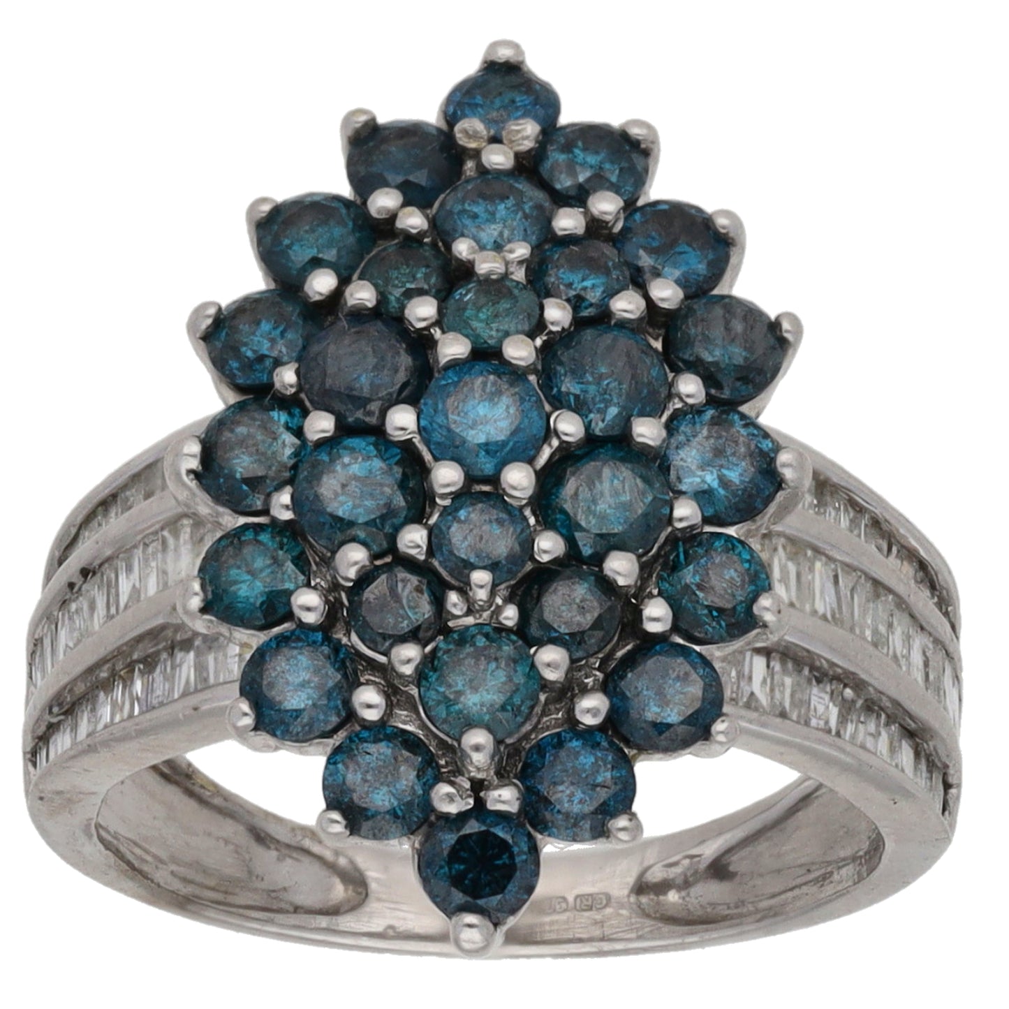 9ct White Gold 1.36ct Diamond Dress/Cocktail Ring Size K