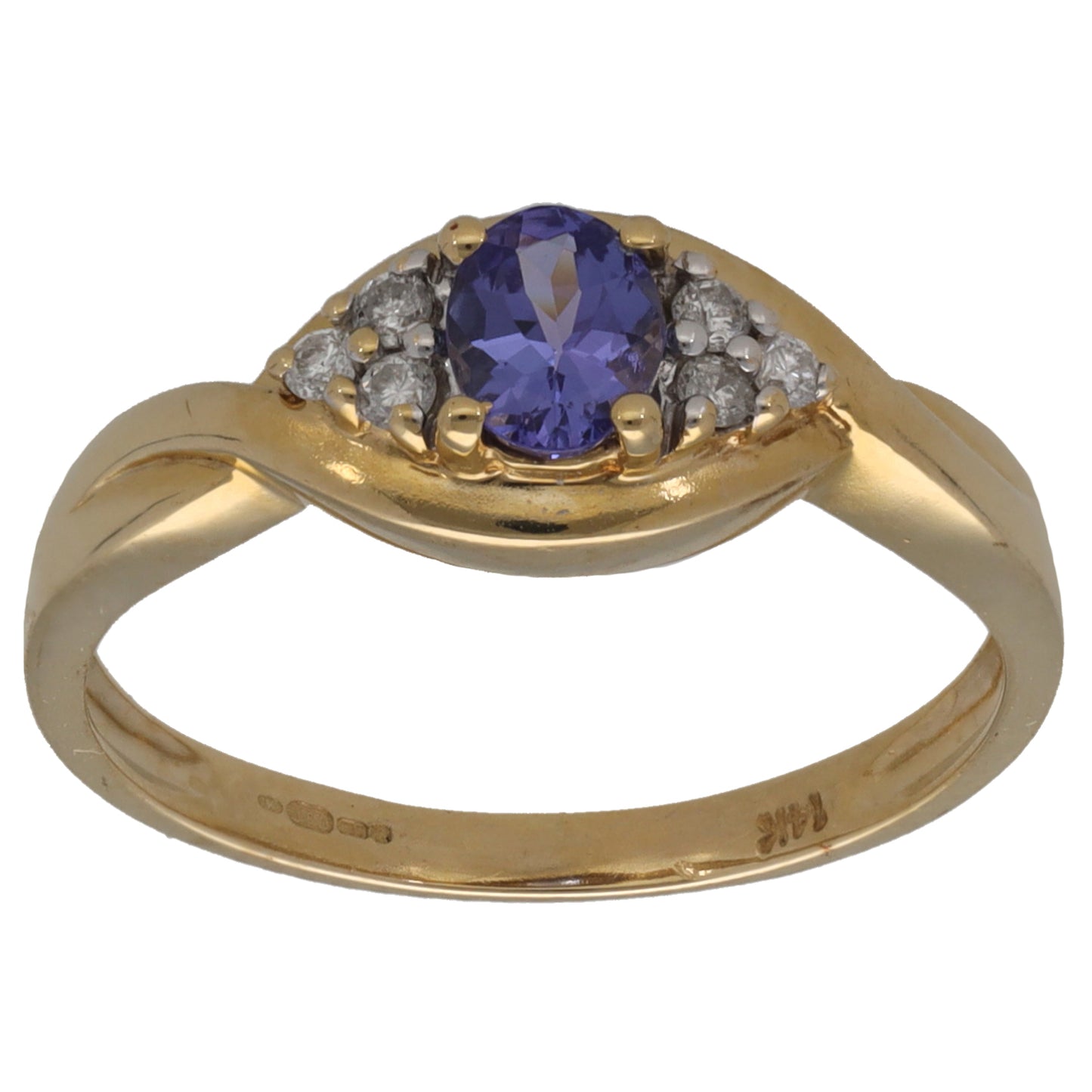14ct Gold Tanzanite & 0.06ct Diamond Dress/Cocktail Size M