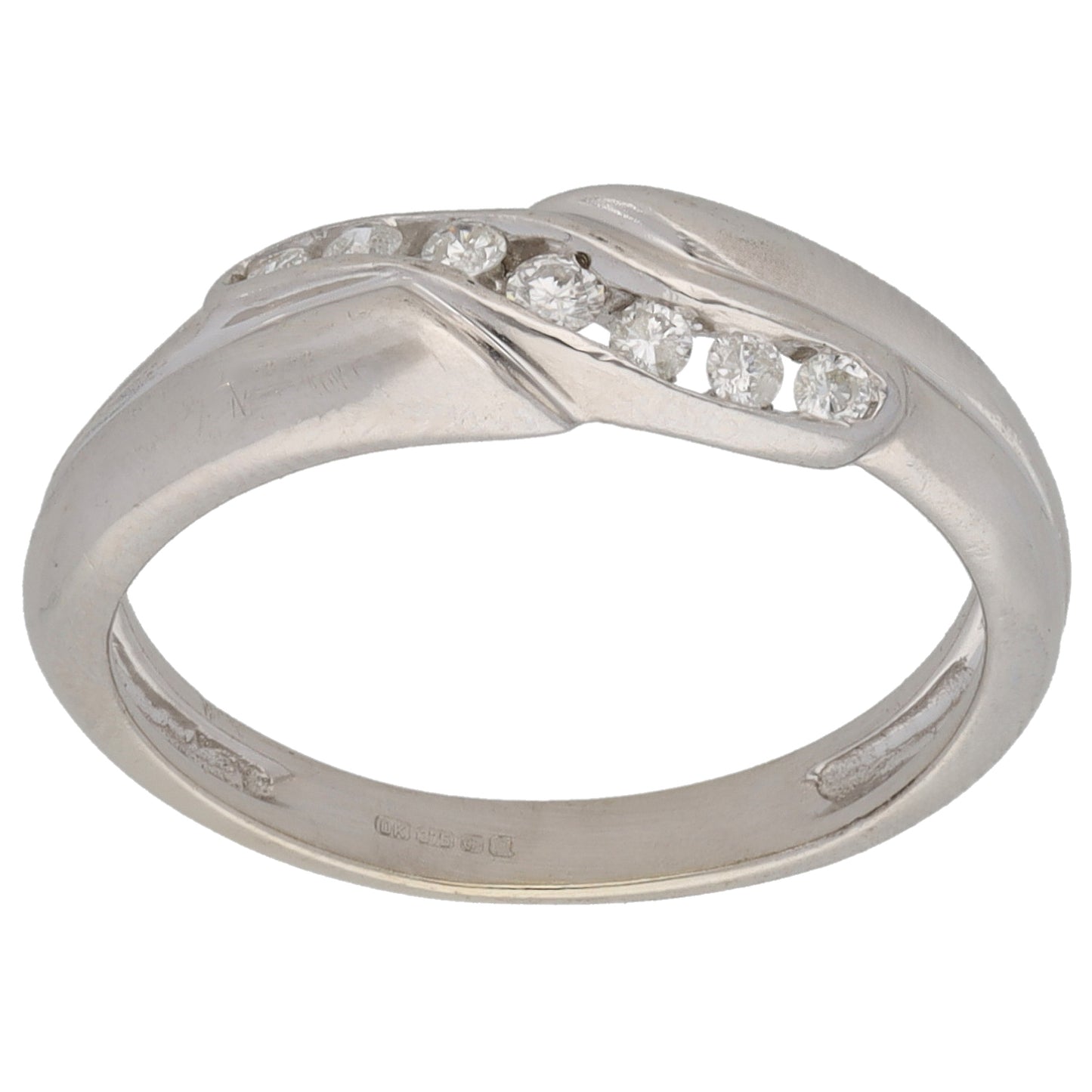 9ct White Gold 0153ct Diamond Half Eternity Ring Size N