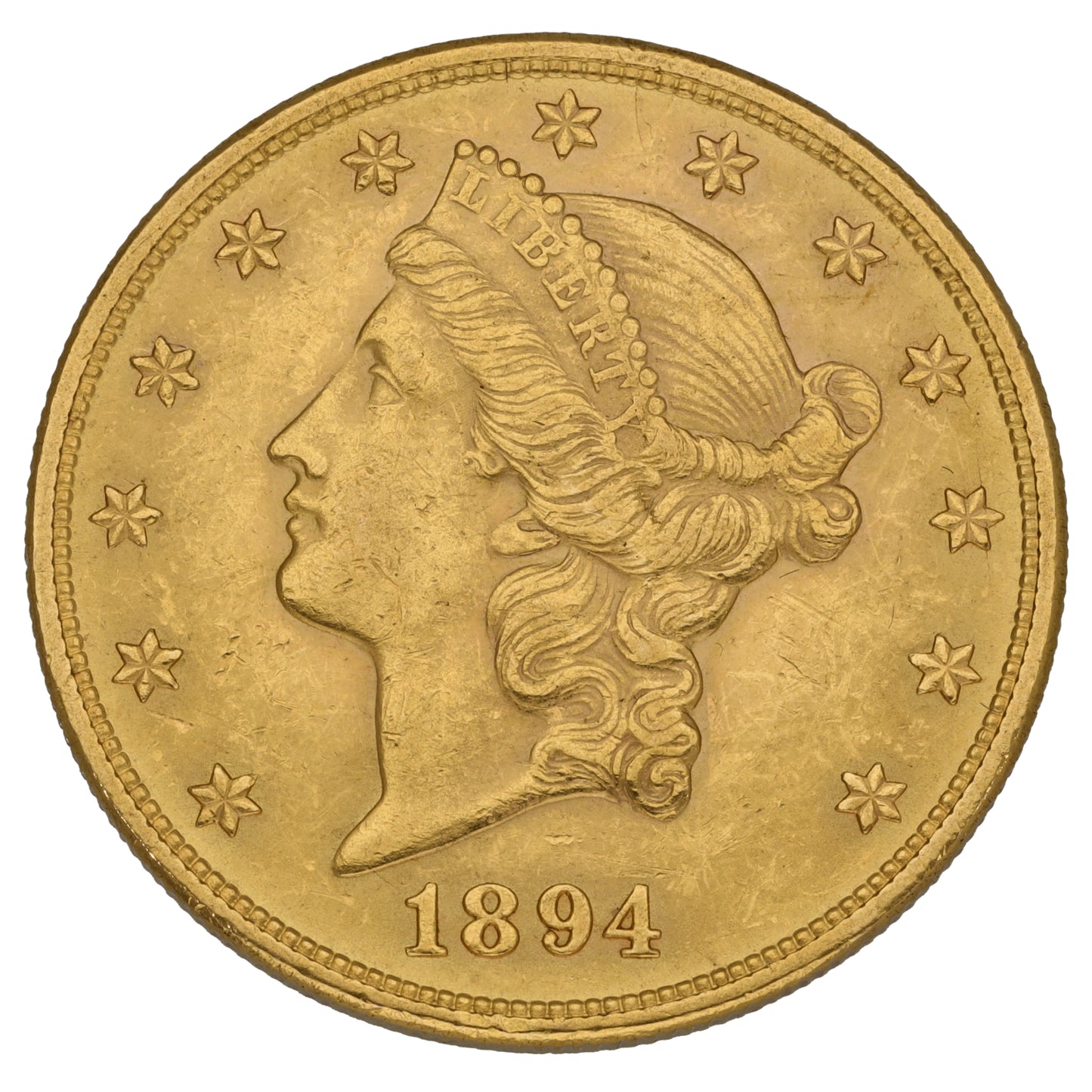 22ct Gold USA Liberty Head 20 Dollars Coin 1894