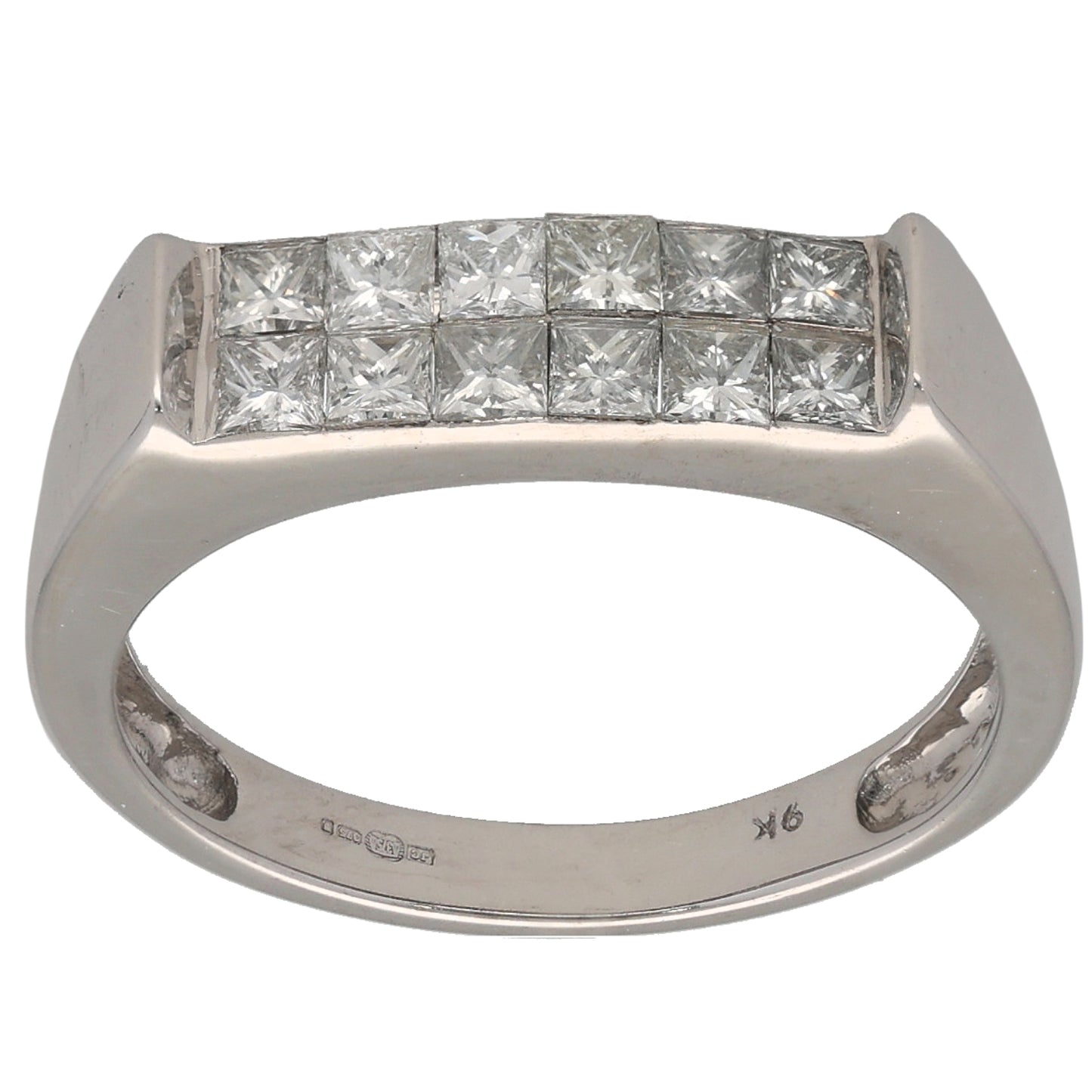 9ct White Gold 0.84ct Diamond Half Eternity Ring Size O