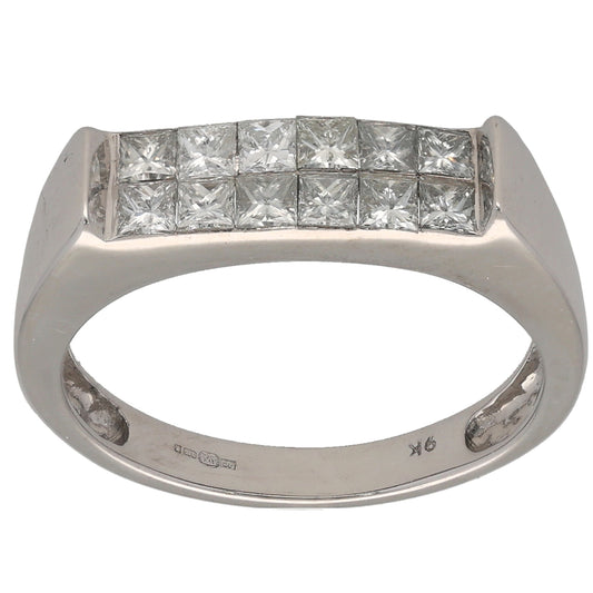9ct White Gold 0.84ct Diamond Half Eternity Ring Size O