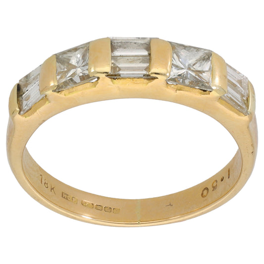 18ct Gold 1.50ct Diamond Half Eternity Ring Size N
