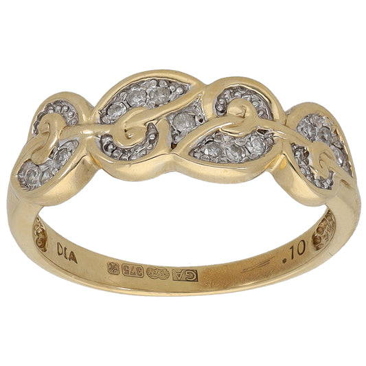 9ct Gold 0.13ct Diamond Dress/Cocktail Ring Size P