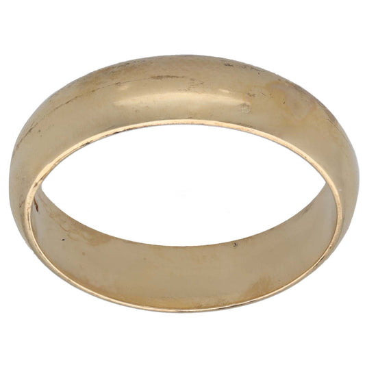 Plain 9ct gold wedding ring with a smooth, polished band