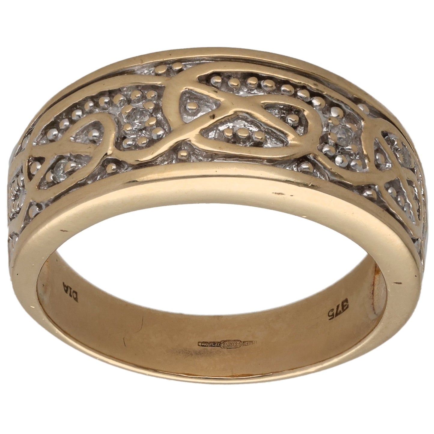 9ct Gold 0.05ct Diamond Alternative Ring Size S