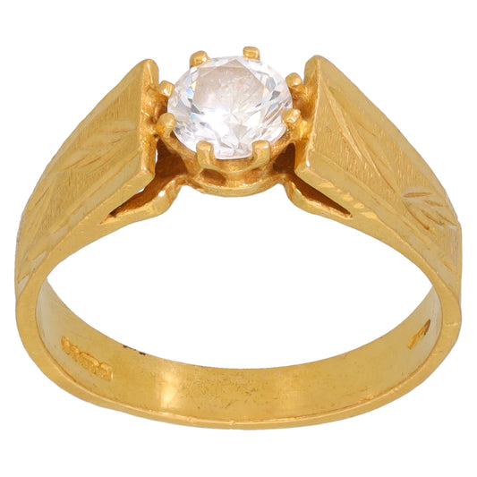 22ct Gold Cubic Zirconia Solitaire Ring Size Q