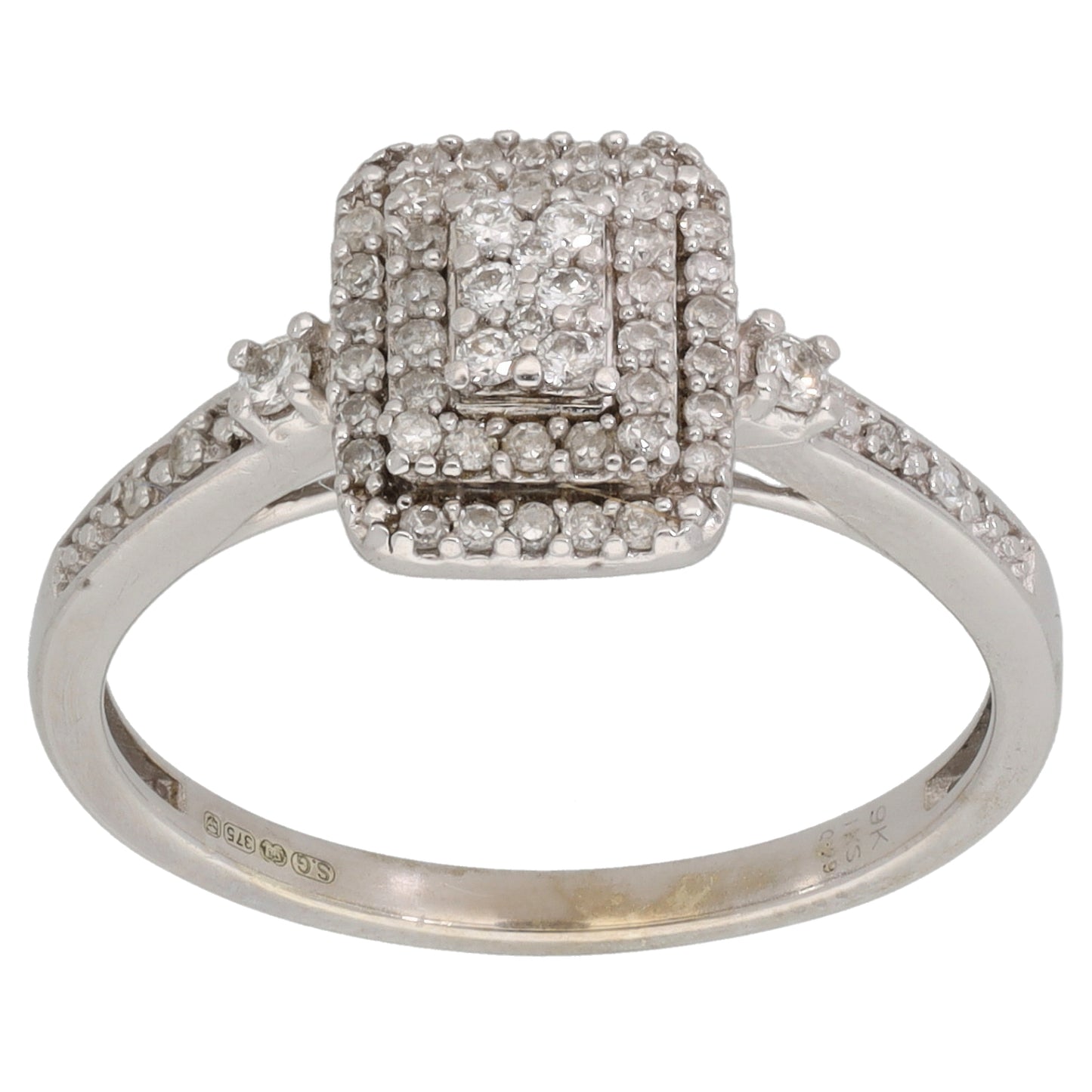 9ct White Gold 0.29ct Diamond Dress/Cocktail Ring Size P