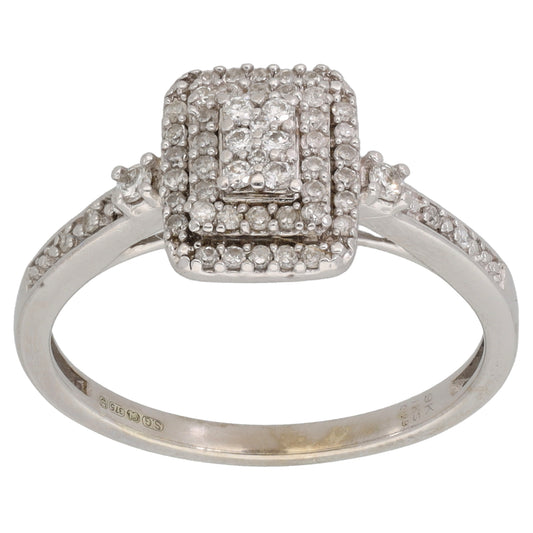 9ct White Gold 0.29ct Diamond Dress/Cocktail Ring Size P