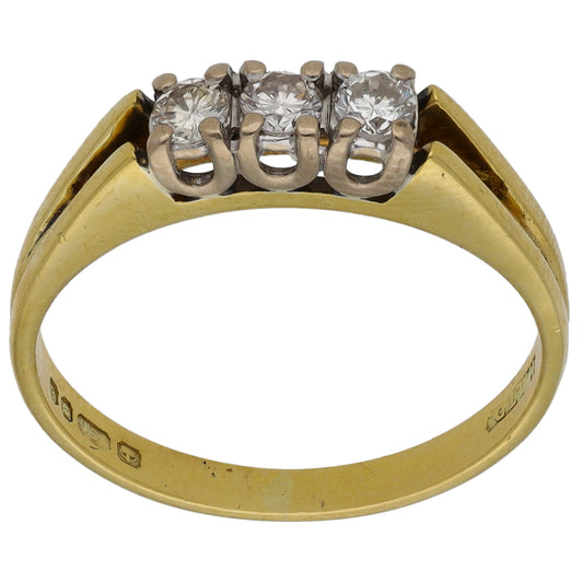 18ct Gold 0.21ct Diamond Trilogy Ring Size M