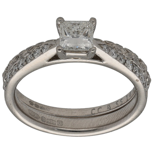 Platinum 0.62ct Diamond Ring Set Size K