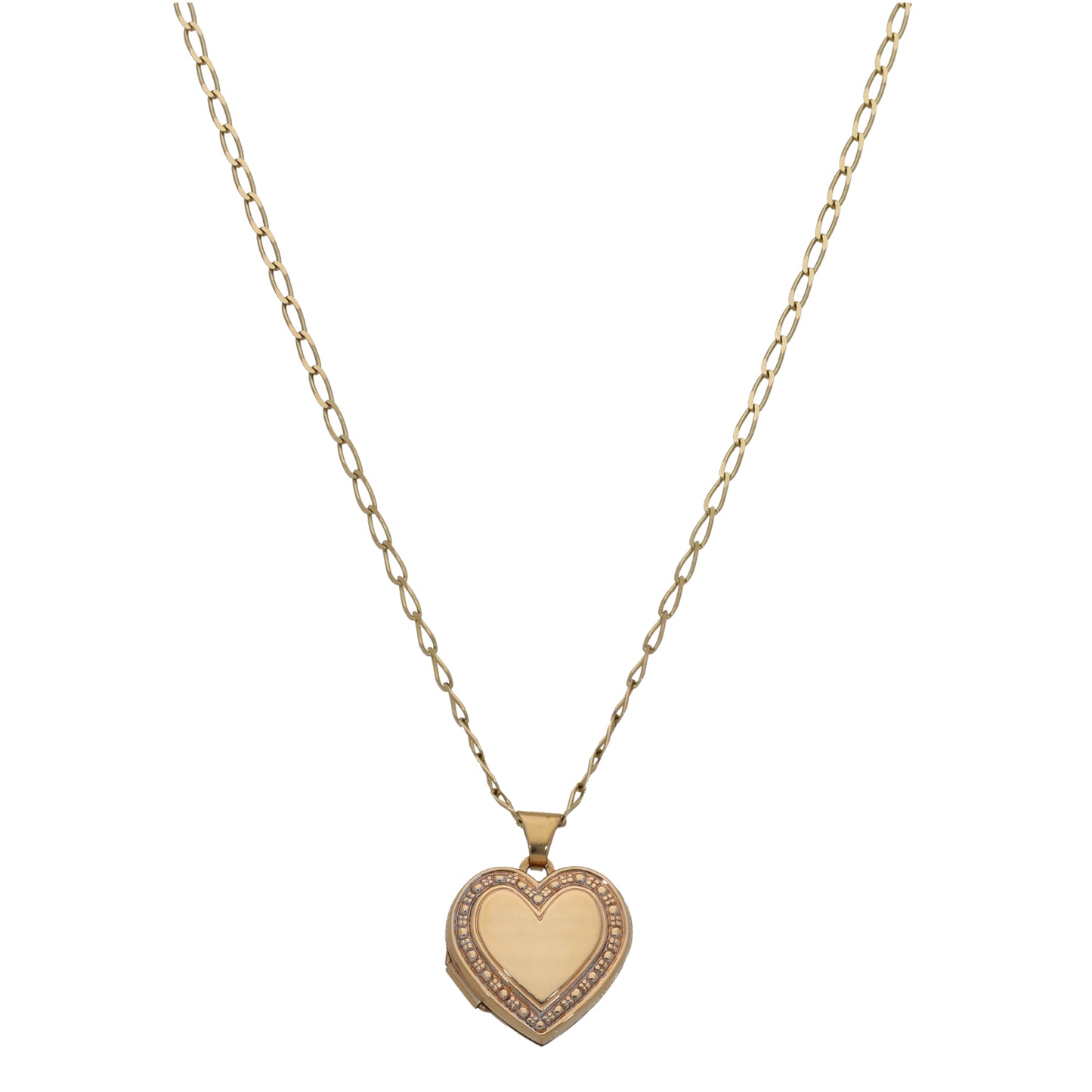 9ct Gold Heart Locket Pendant With Chain
