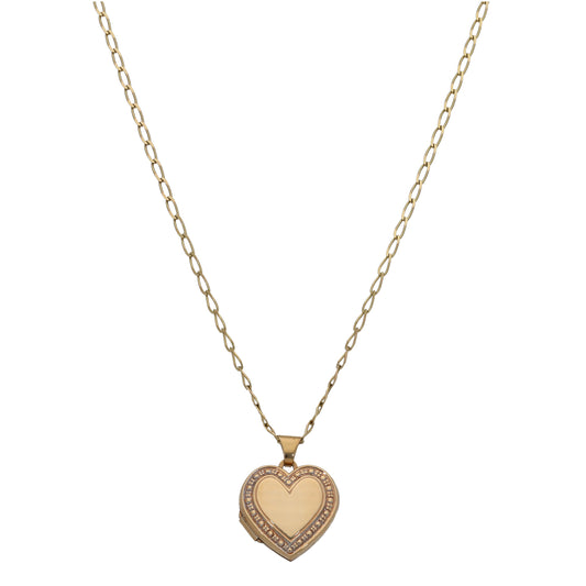 9ct Gold Heart Locket Pendant With Chain