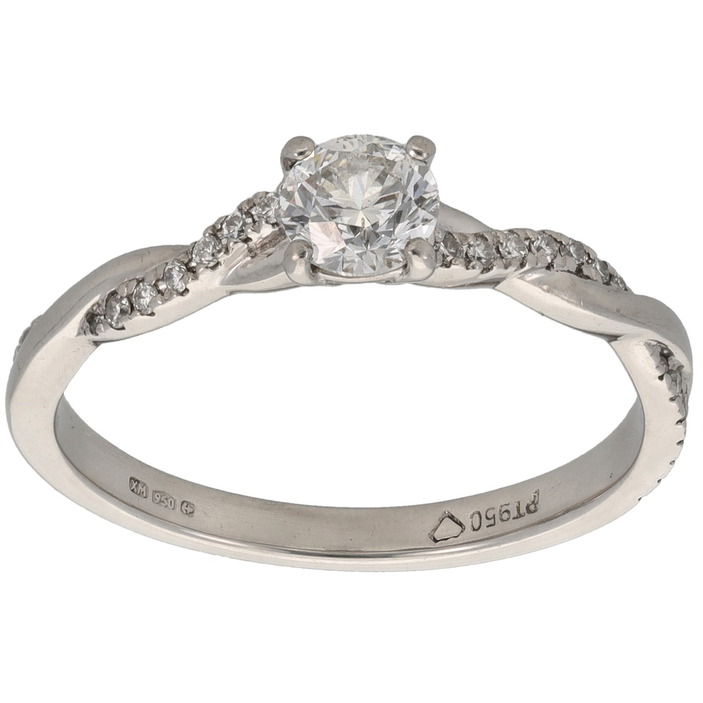 Platinum 0.56ct Diamond Solitaire Ring With Accent Stones Size P