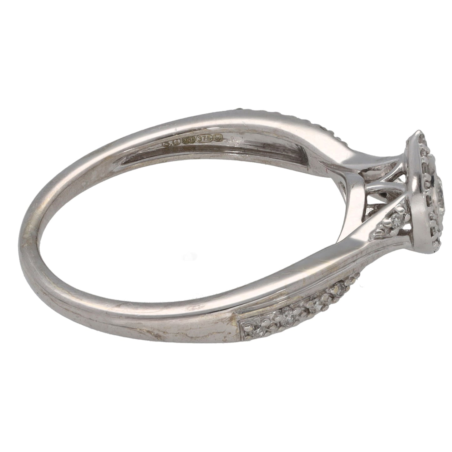 9ct White Gold 0.15ct Diamond Cluster Ring Size O
