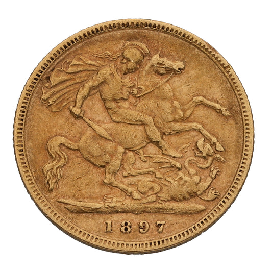 22ct Gold Queen Victoria Half Sovereign Coin 1897