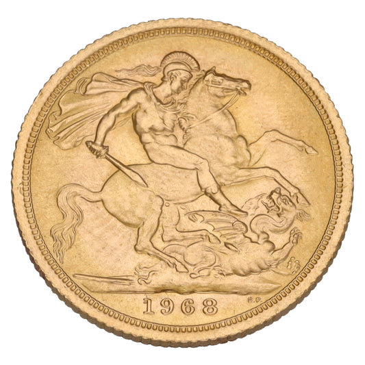 22ct Gold Queen Elizabeth II Full Sovereign Coin 1968