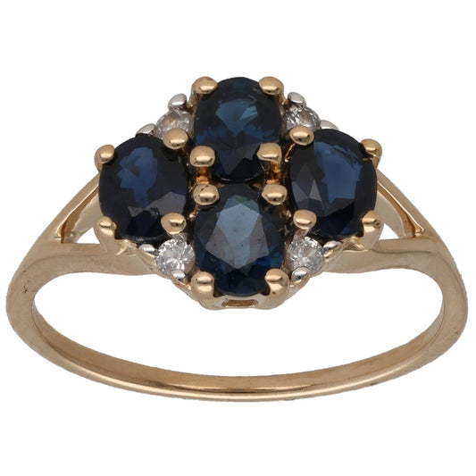 9ct Gold Sapphire & Imitation Gems Dress/Cocktail Ring Size M