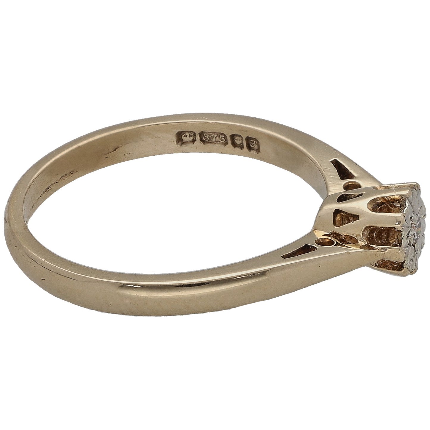 9ct Gold 0.015ct Diamond Solitaire Ring Size N
