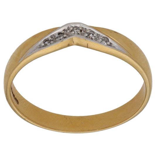 9ct Gold 0.025ct Diamond Wishbone Ring Size R