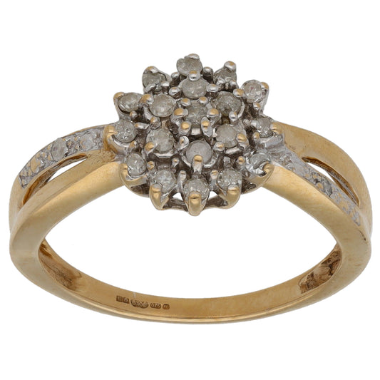 9ct Gold 0.25ct Diamond Cluster Ring Size M