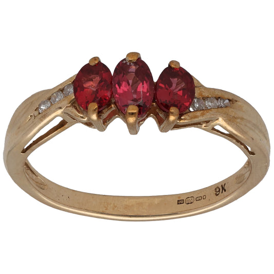 9ct Gold Spinel & 0.06ct Diamond Dress/Cocktail Ring Size O