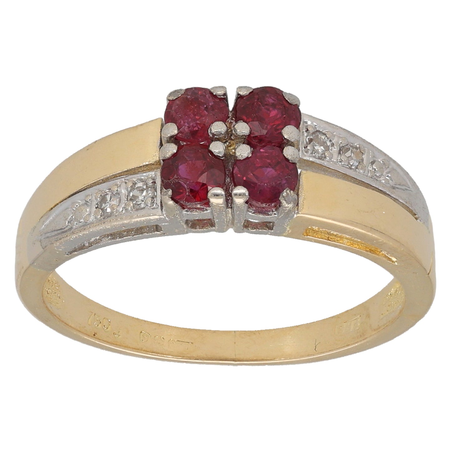 18ct Gold Ruby & 0.08ct Diamond Alternative Ring Size M