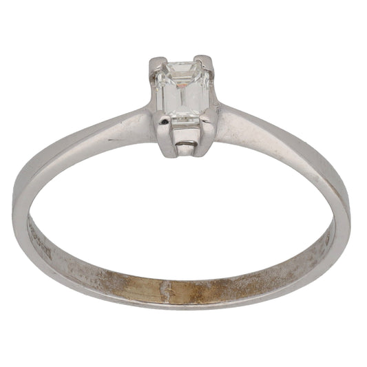 9ct White Gold 0.23ct Diamond Solitaire Ring Size P