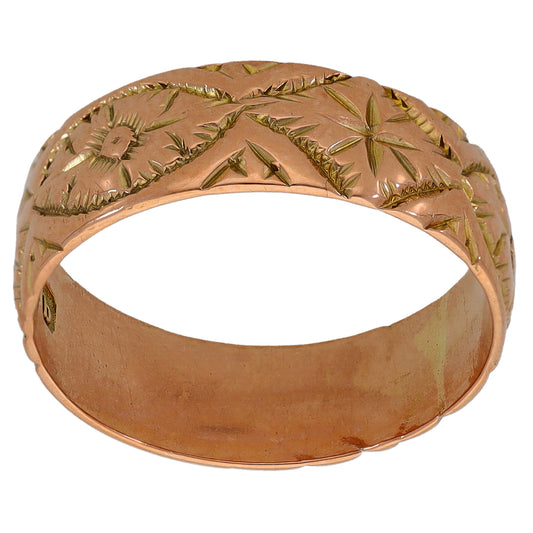 9ct Gold Patterned Wedding Ring Size M