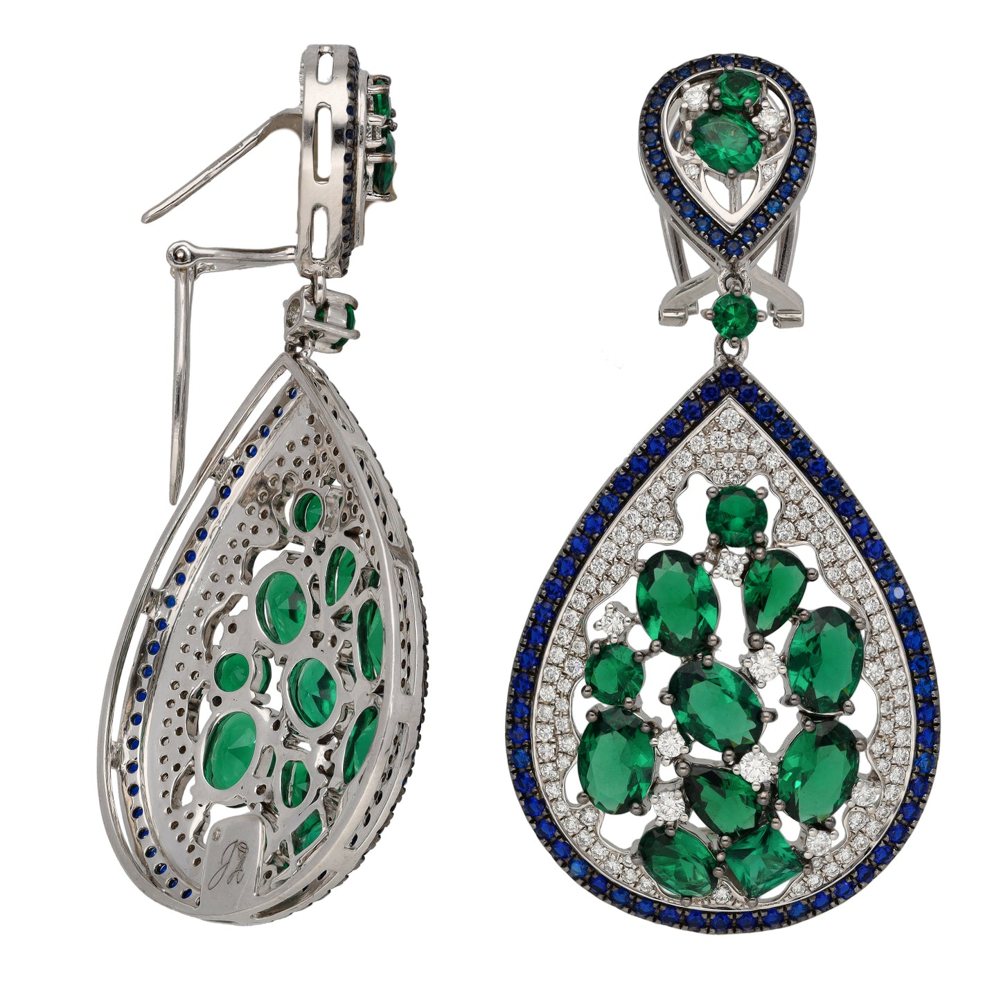 14ct White Gold 2.41ct Diamond & Imitation Drop Earrings