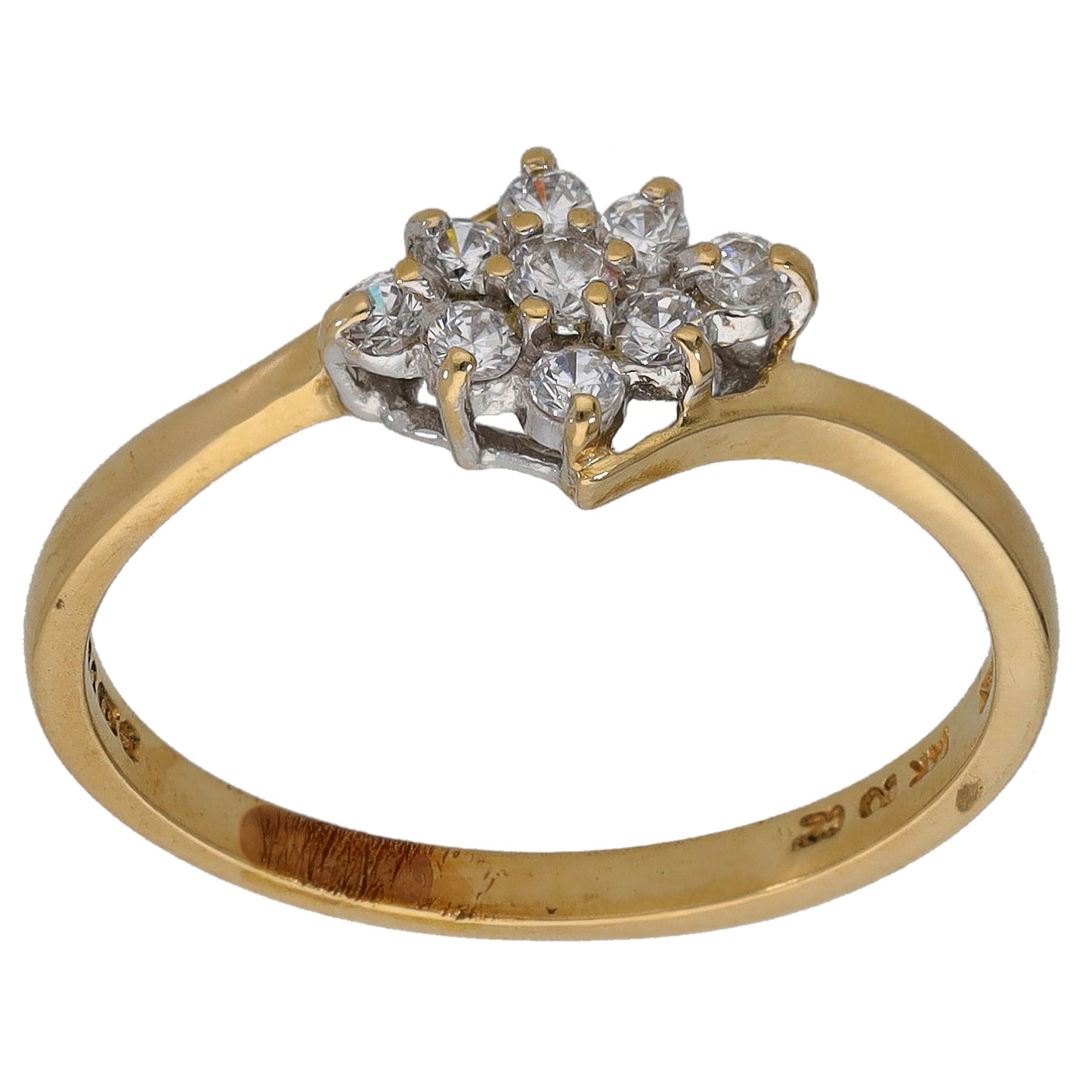 9ct Gold Cubic Zirconia Dress/Cocktail Ring Size O
