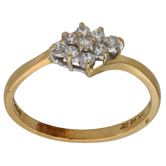 9ct Gold Cubic Zirconia Dress/Cocktail Ring Size O