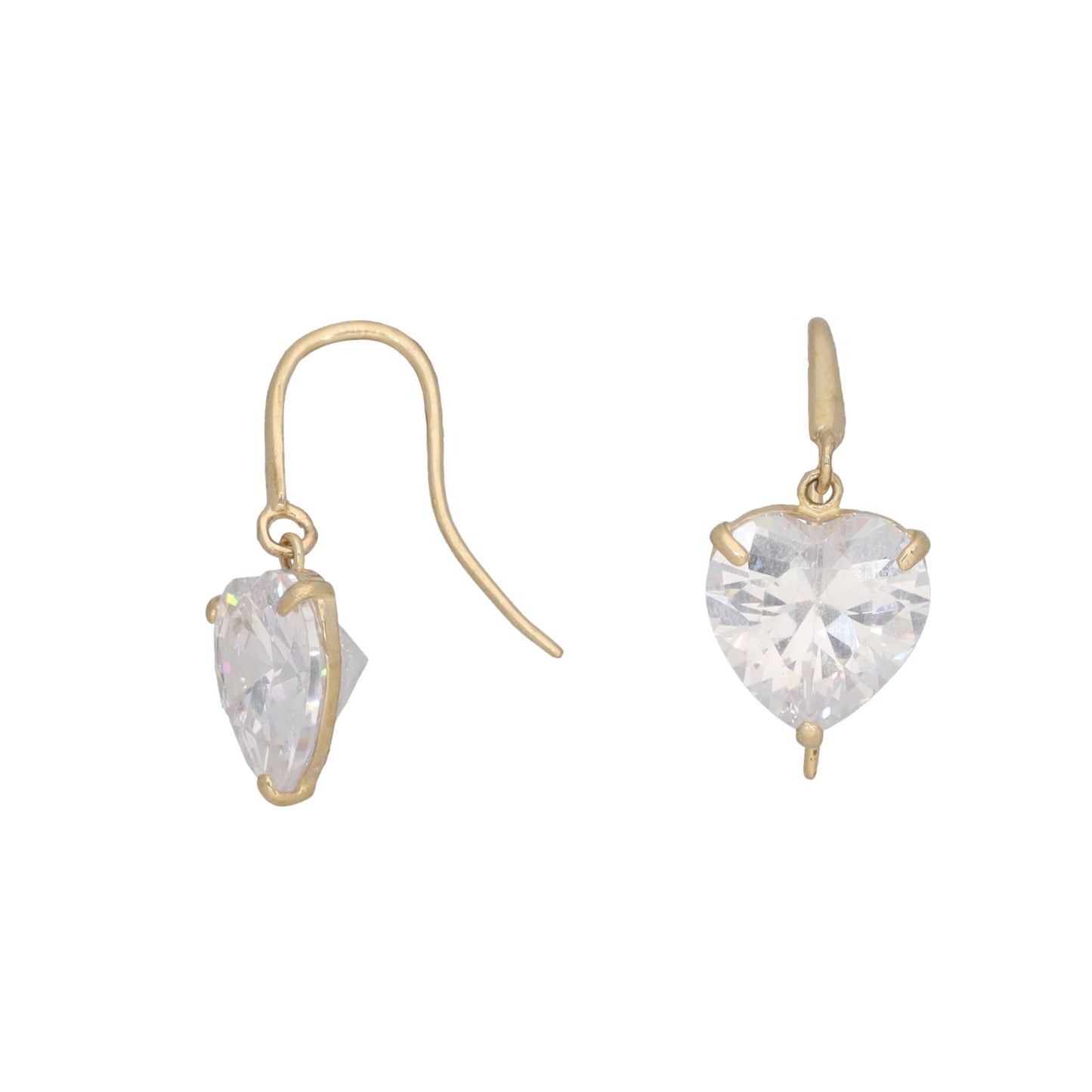 9ct Gold Heart Cubic Zirconia Hook Earrings