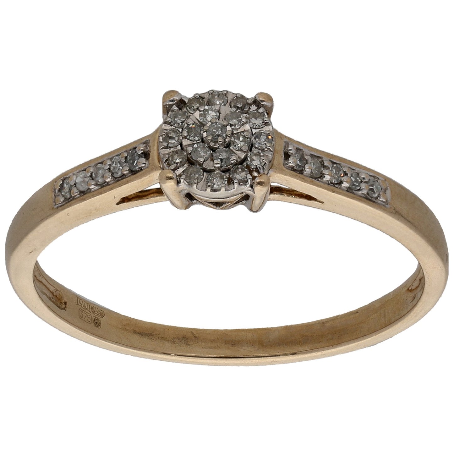 9ct Gold 0.145ct Diamond Cluster Ring Size Q
